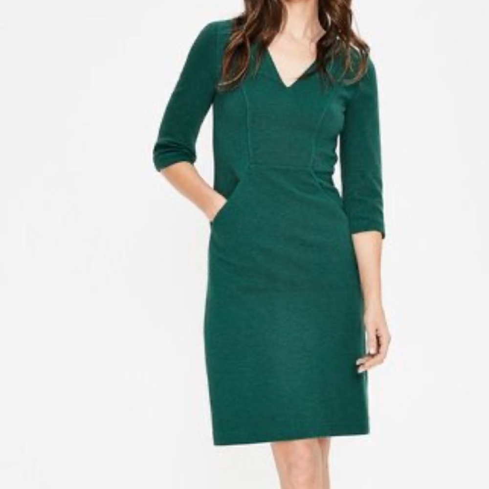 Boden Green V-Neck Sheath Dress
